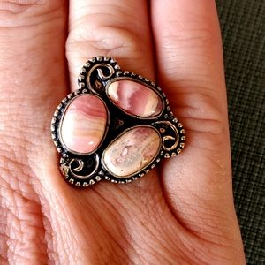 New Rhodochrosite 925 Silver Ring.